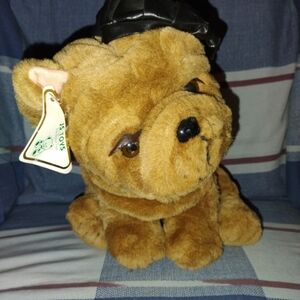 Adorable Brown Stuffed Bulldog Toy